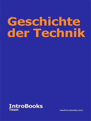 cover image of Geschichte der Technik